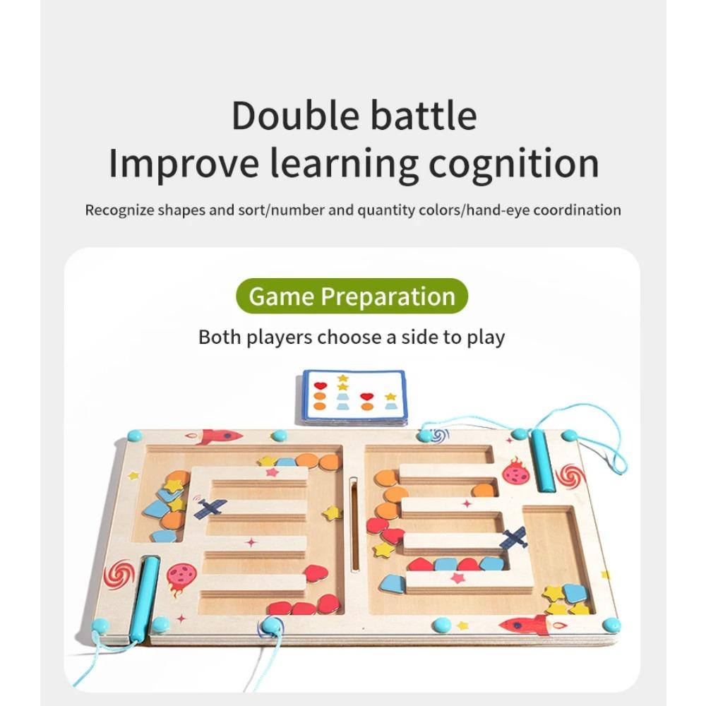 Деревянный Цвет Форма Магнитный Лабиринт Магнитная Сортировка Дорожная Доска Монтессори Игрушка-Пазл Обучающая для Возраста 3+ Мелкая Моторика