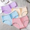 10Pcs/Set Women Cotton Panties Solid Color Underwear Mid Rise Panty Comfor Girl Briefs Breathable Underpants Female Lingerie