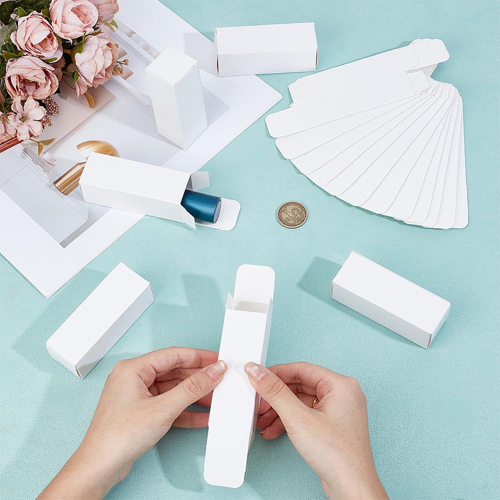 100pcs Paper Gift Storage Boxes Packaging Carton Boxes for Essential Oil Bottle Rectangle White 3.2x3.2x9.2cm