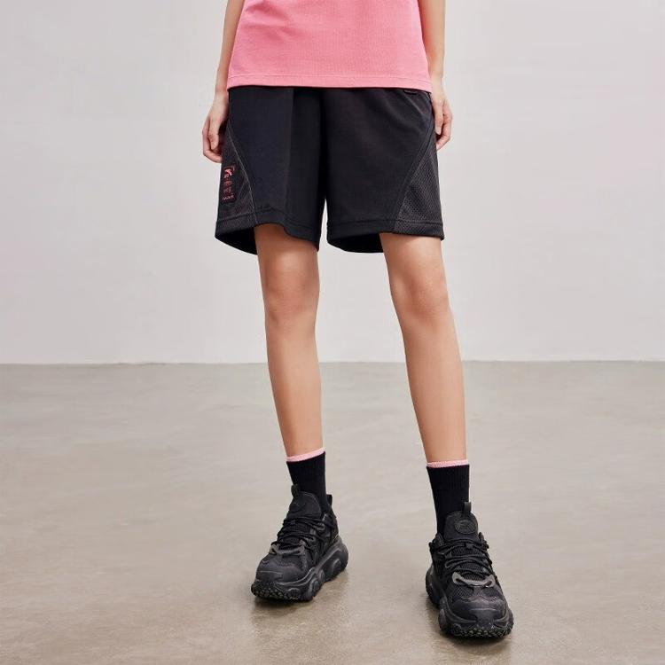 Anta Training Series All Over Logo Mid Waist Straight Leg Five Point Shorts Women Shorts Mud-Gray 162237318-1