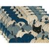 4pcs/6pcs Blue Pumpkin Cat Placemats Suitable for Fall Thanksgiving Table Decor, Autumn Table Mats with Pumpkin & Cat, Machine Washable Rectangular Pl