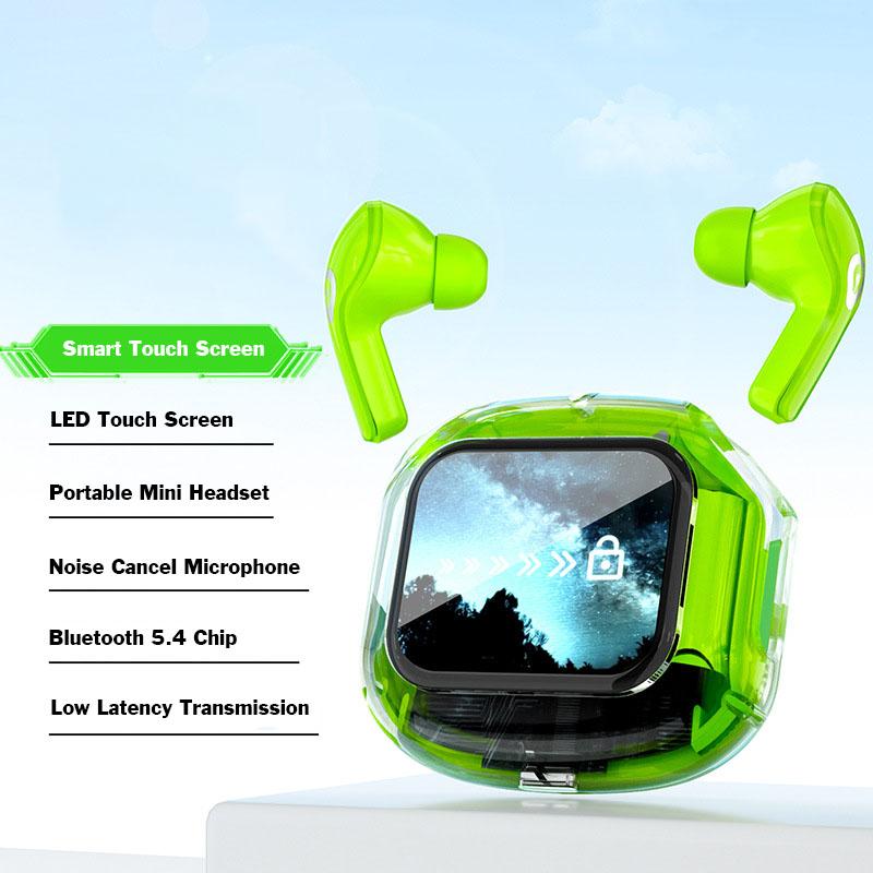 Умные беспроводные наушники с сенсорным экраном, низкая задержка, Hi-Fi стереогарнитура для музыки, цифровой дисплей, шумоподавление, наушники с микрофоном