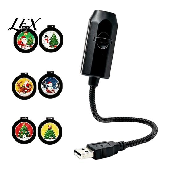 Holiday Projector Lights USB Light for Christmas, Flexible Gooseneck Night Lamp with 6/10/15/20 Projectors Projection Films, LED Ambient Bedroom