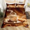 Пододеяльник с изображением кофейного напитка Queen King Cartoon Coffee Drink Cup Print Комплект постельного белья Coffee Lover Cover Modern Brown Quilt Cover