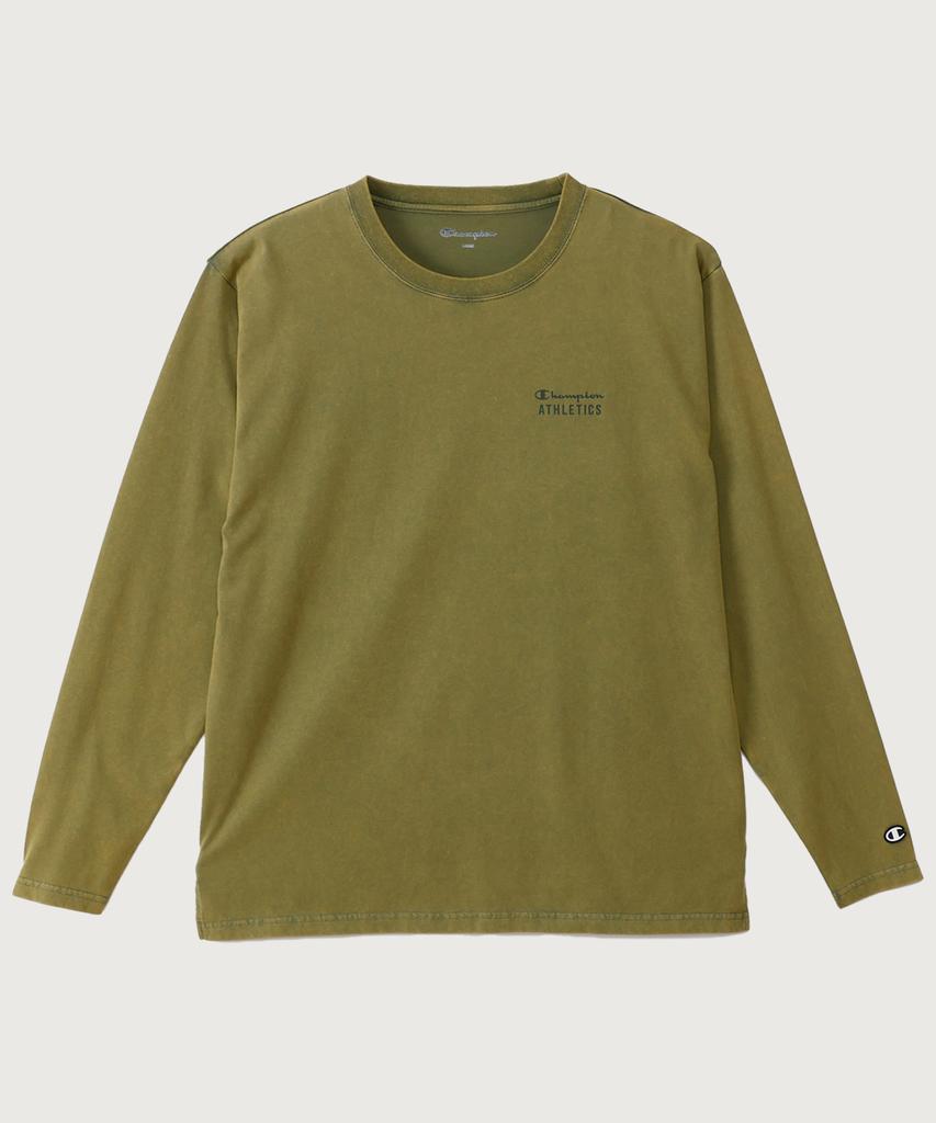 CHAMPION Washed Regular Fit Athletic Long Sleeve T-Shirt Olive