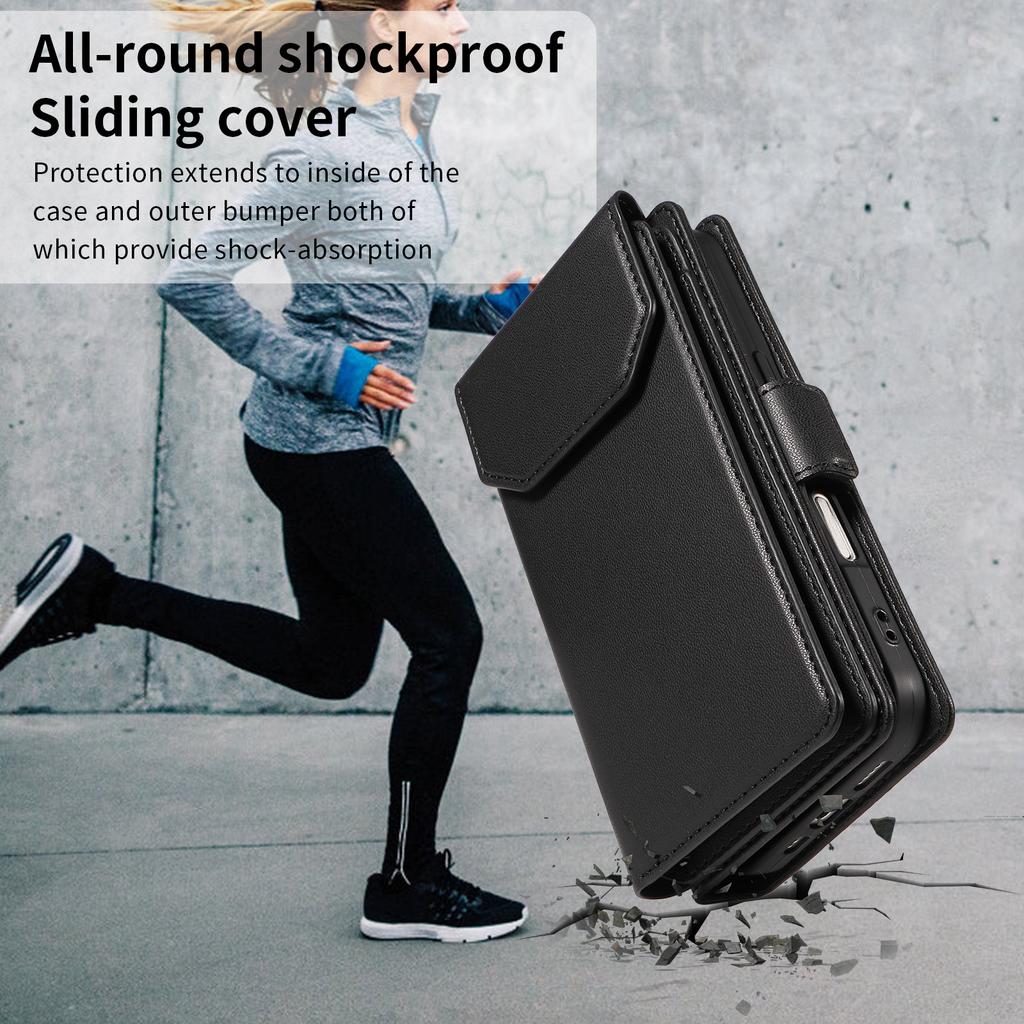 For Samsung Galaxy S25 FE Case with Multi-Card Holder and Strap PU Leather Phone Cover Stand