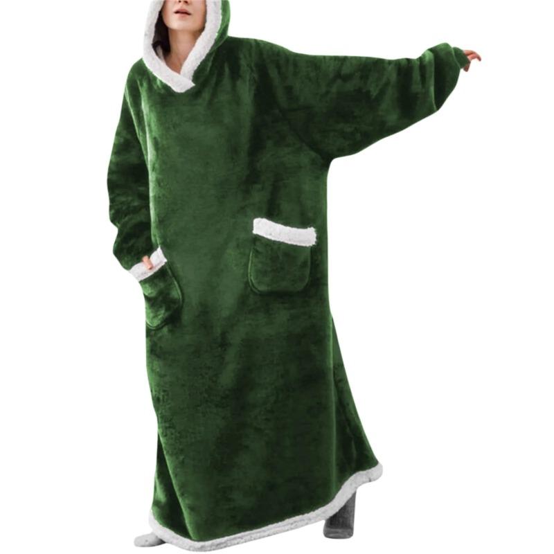 Носимое одеяло с капюшоном, одеяло с длинными рукавами, тепловой джемпер, мягкая толстовка, подарок, плюшевое одеяло с капюшоном для телевизора, зимняя женская и мужская домашняя одежда, толстовки
