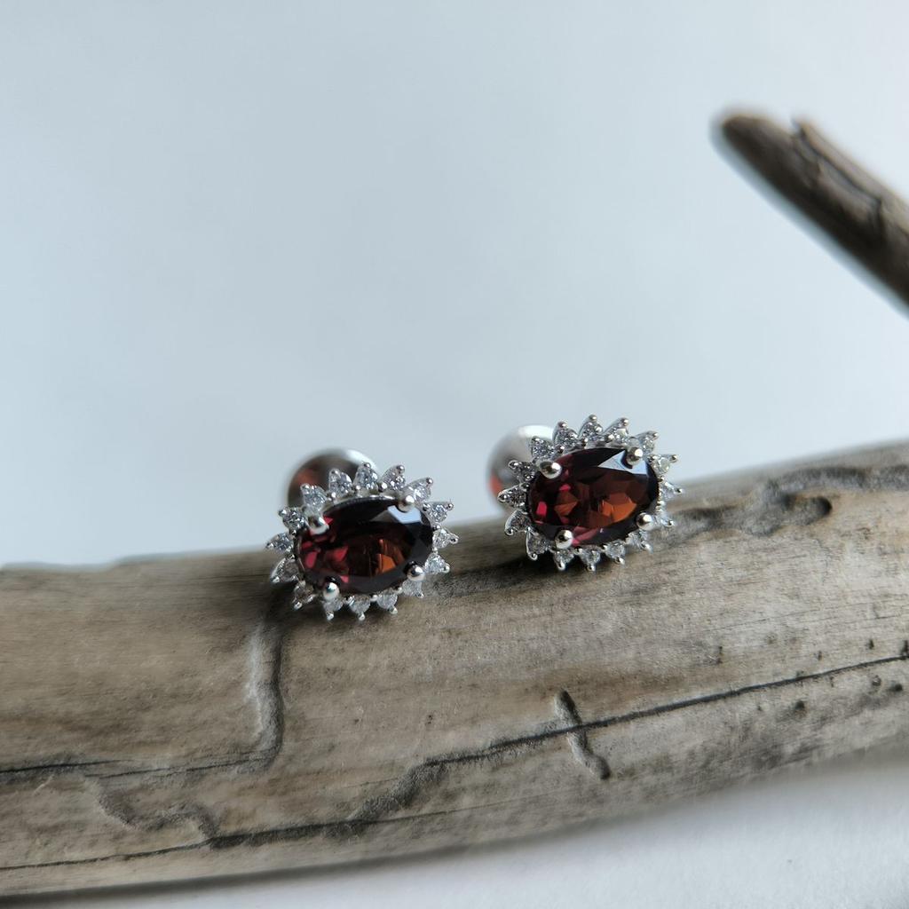Серебряные серьги с натуральным гранатом 2.15ct (2191469)