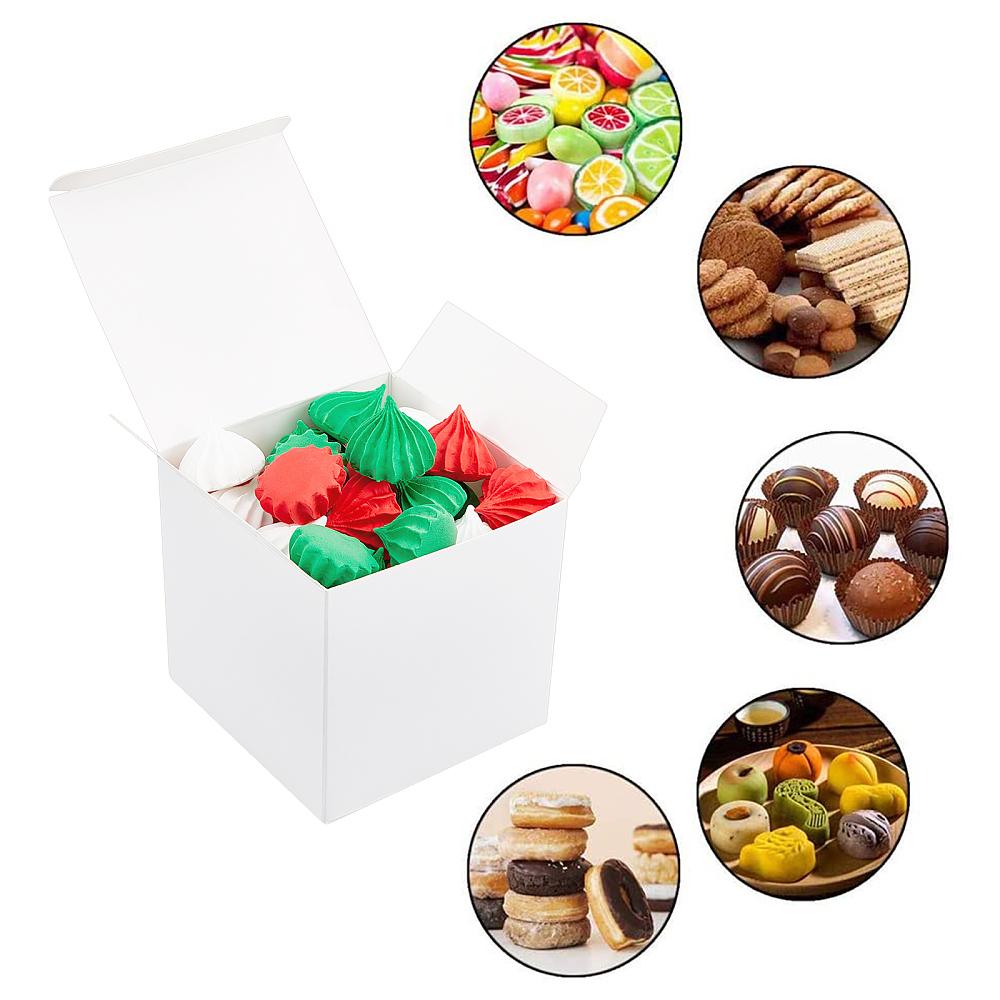 30pcs Foldable Creative Kraft Paper Box Wedding Favor Boxes Favour Box Paper Gift Box Square White 9x9x9cm
