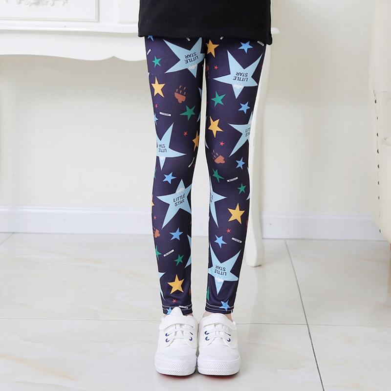 Girls Legging Elastic Printed Long Pants Thin Children's Trousers