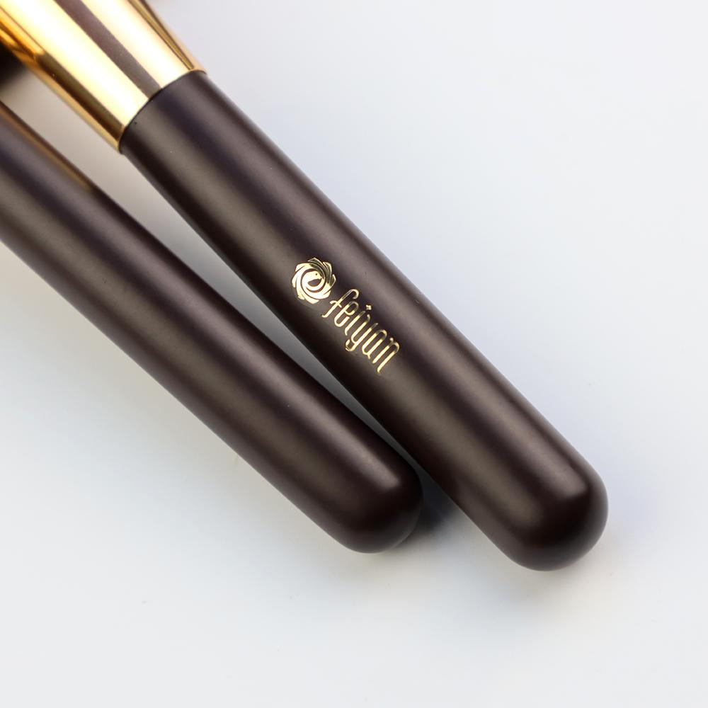 HMU Drop Shipping to USA Professional Vegan Coffee Gold Fiber Hair Wooden Handle Custom Makeup Brush Set With Case