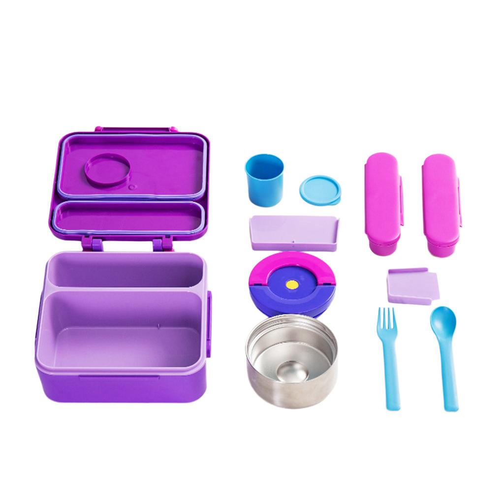 Ланч-бокс Bento с защитой от протечек, контейнер для ланча с изолированной банкой для еды, 2 отделения, посуда для детей, подростков, малышей, без бисфенола А, можно мыть в посудомоечной машине