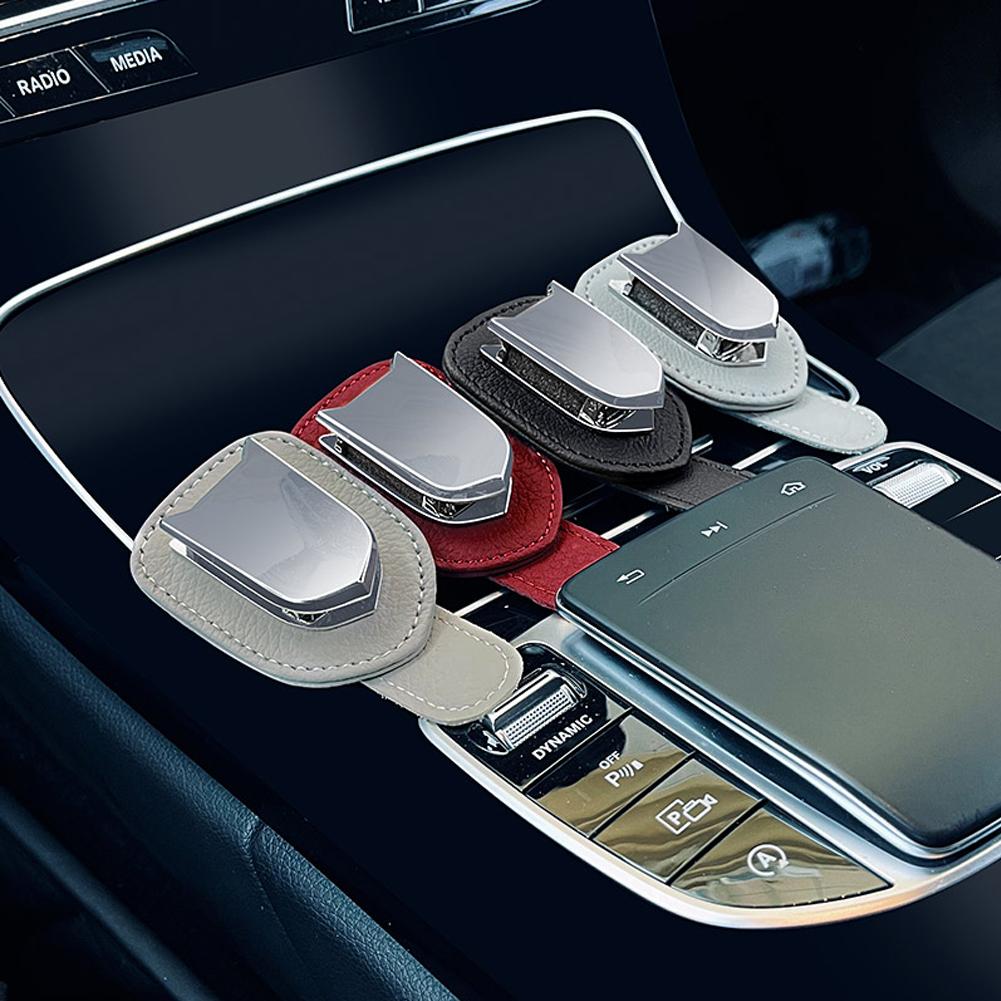 Мини-зажим для солнцезащитных очков, зажим для хранения билетов, держатель для очков на солнцезащитный козырек автомобиля, аксессуары для салона из искусственной кожи