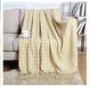 Simple Style Yellow Plaid Tassel Sofa Bed Cover Blanket Warm Soft Bedroom Home Chair Blanket
