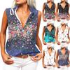 Women's Solid Lapel Sleeveless Tank Tops Summer Button Down Shirts Office Ladies Shirts