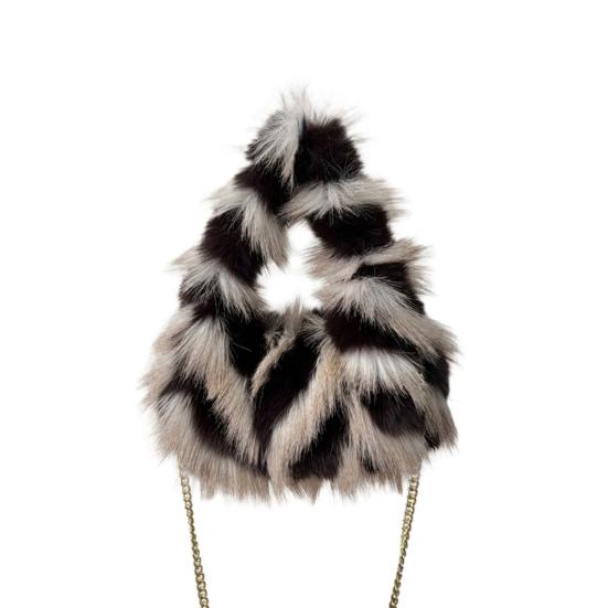 Пушистая сумка через плечо Женская сумка кроссбоди из искусственного меха Мохнатая пушистая сумочка с цепочкой на плечевом ремне для путешествий, работы, шопинга, свиданий