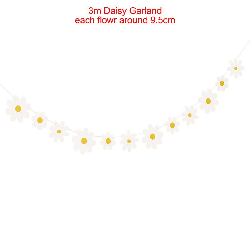 Boho Daisy Flower Garland Children's Birthday Party Pull Flags Happy Birthday Bunting Banner Spring Daisy Party Decorations