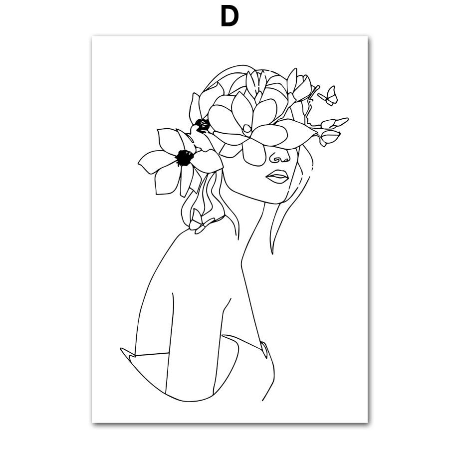 Woman Abstract Lines Minimalism Flower Lips Posters Prints Canvas Painting Nordic Wall Art Pictures Living Room Home Decor