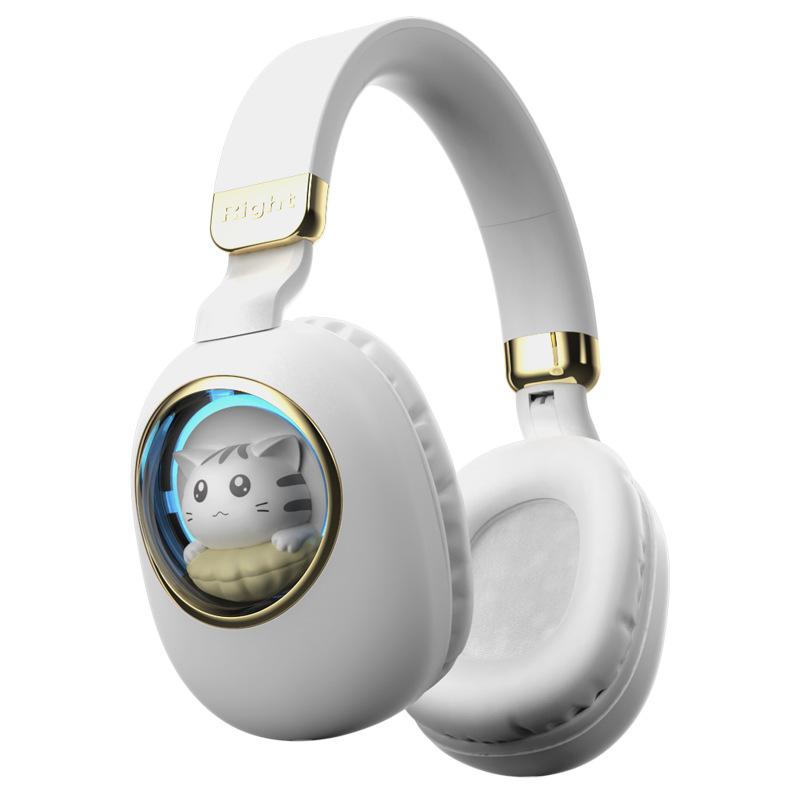 Kids Wireless Headphones with RGB light, 20H Battery Life, Transparent Capsule Cartoon Design, Bluetooth 5.3 Foldable Headset