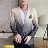 Блейзер Мужской Мужской Градиент Костюм Куртка Корейский Стиль Slim Fit Повседневная Мужская Мода Тенденция Платье Куртка