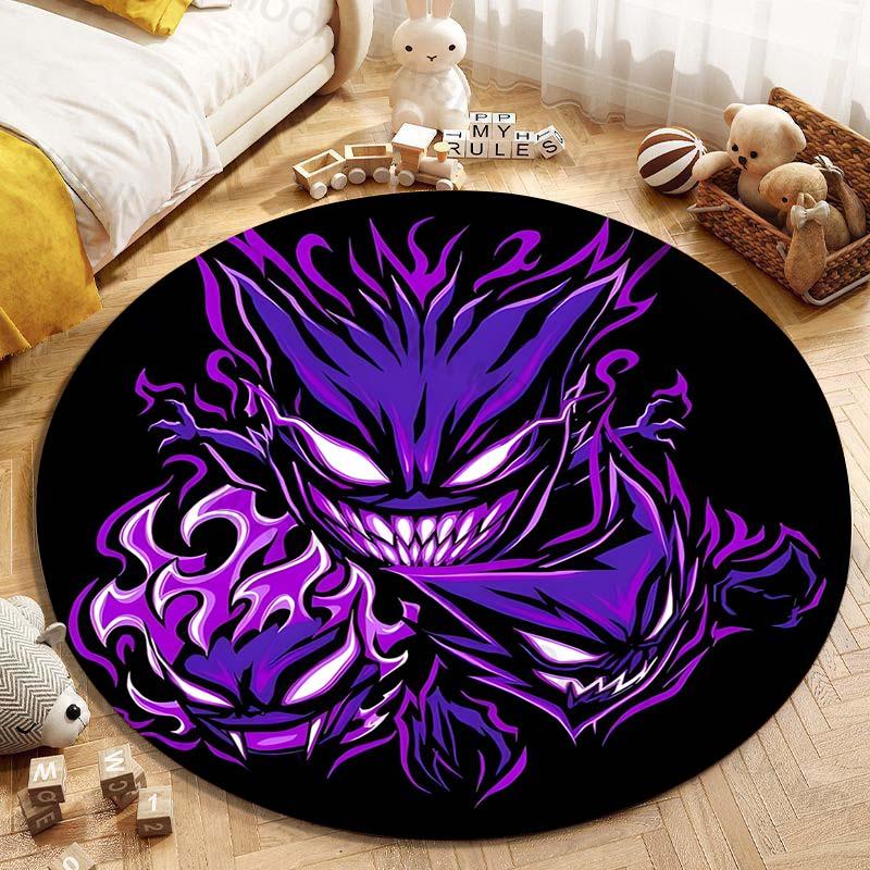 5 Размеров Pokemon Gengar Печать Круглый Ковер Гостиная Спальня Стол и Стул Диван Декоративный Ковер Игровой Коврик Подарок