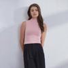 2023 Женский облегающий трикотажный жилет без рукавов - Повседневный однотонный топ с полувысоким воротником