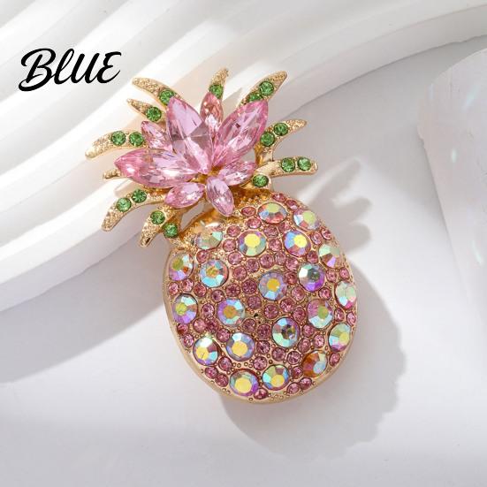 Tropical Fruit Pin Women Brooch Dazzling Rhinestones Inlaid 3D Pineapple