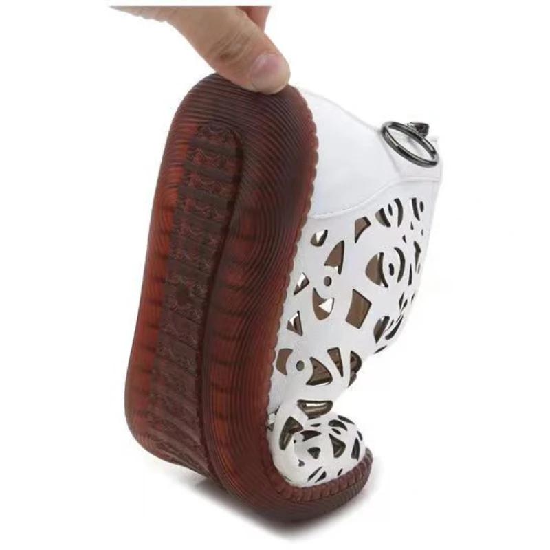 2024 Весна Лето Натуральная Кожа Сандалии Женские Дышащие Ботинки С Отверстиями Плоская Мягкая Нескользящая Удобная Обувь Sandalias De Mujer