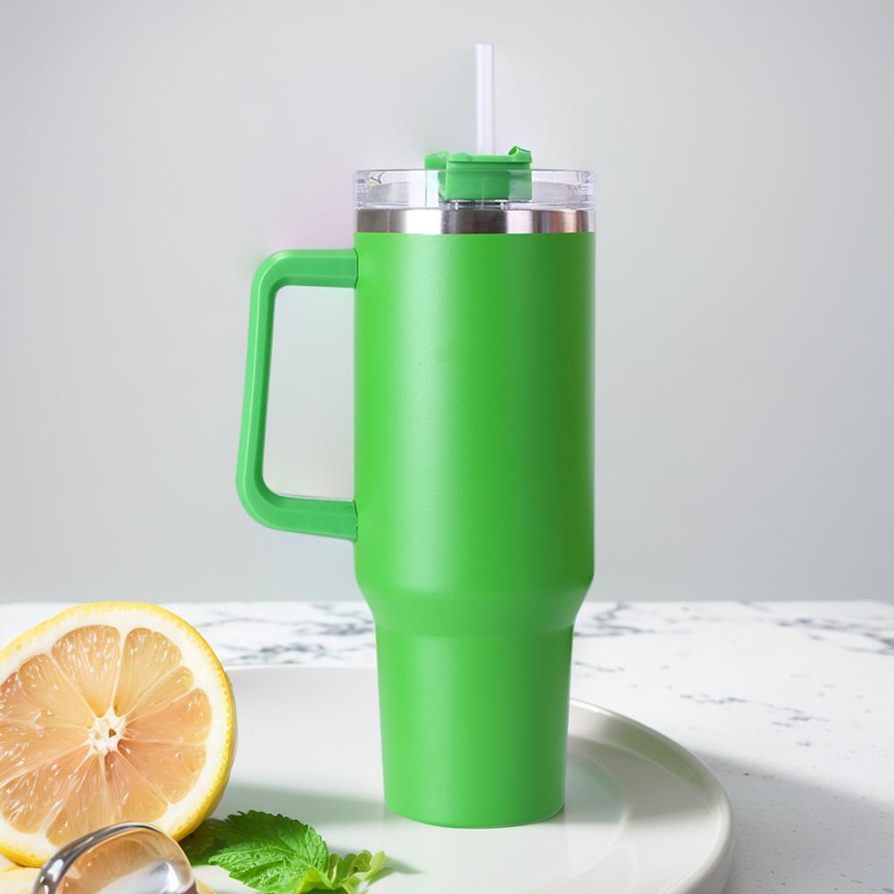 40oz Straw Double-Layer Insulated Cup with Handle Sports Water Bottle Stainless Steel Vacuum Thermal Insulated Mug for Women Men
