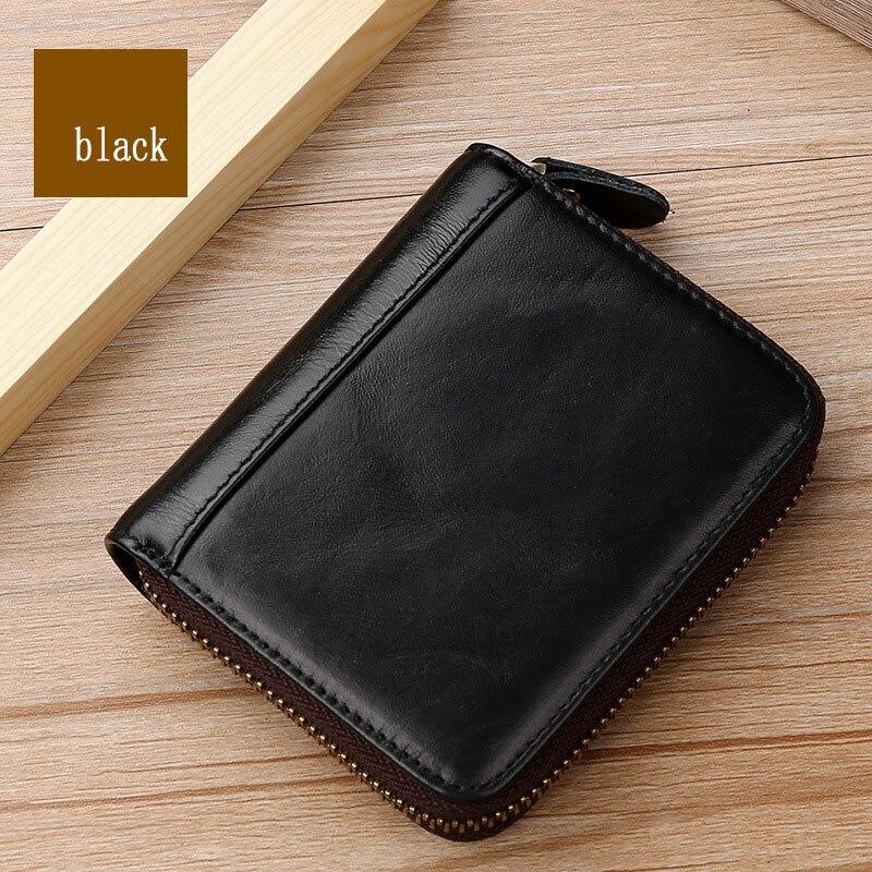 Винтажный мужской и женский держатель для карт из масляной коровьей кожи на молнии, повседневный кошелек для кредитных карт