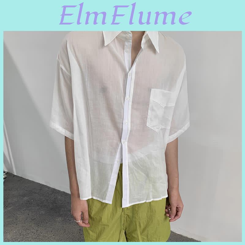 Men Oversized Sleeve Incerun Half Transparent Button Down Casual Loose Shirts