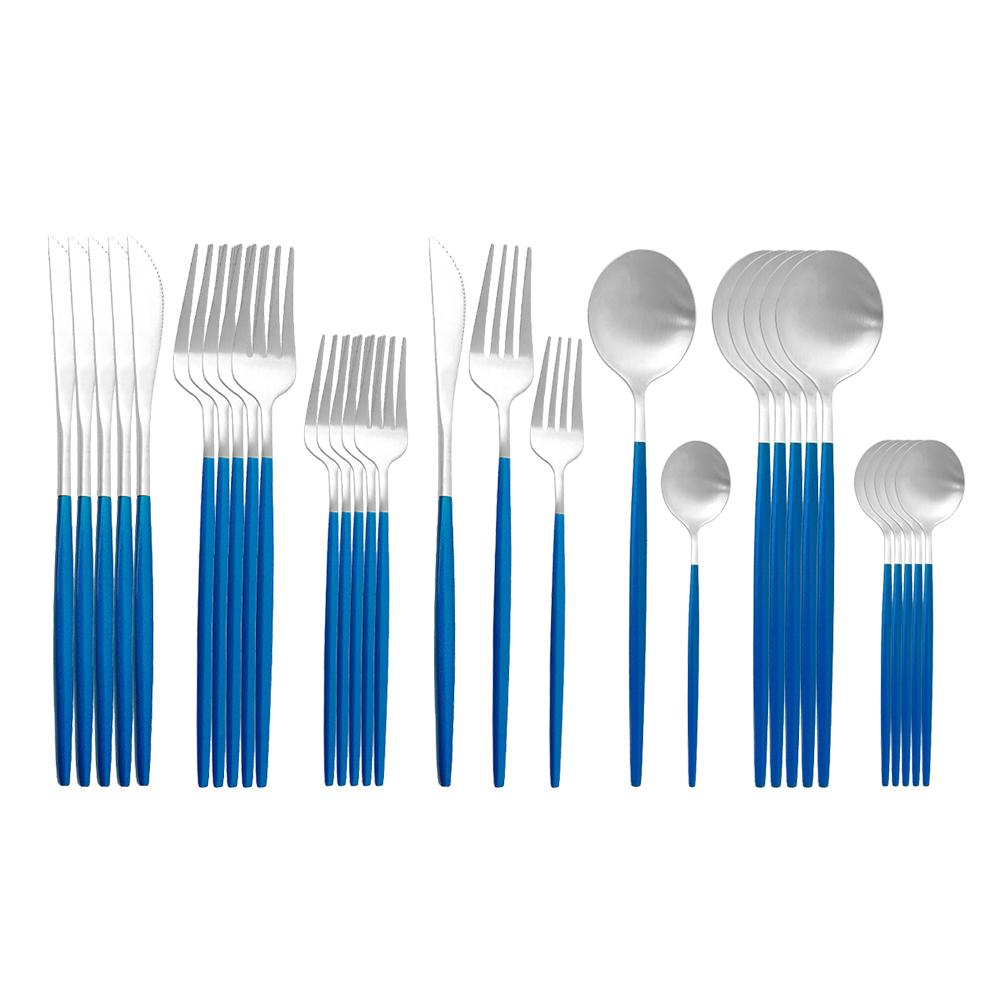 30Pcs Matte Black Gold Cutlery Set Stainless Steel Dinnerware Knife Dessert Fork Spoon Dinner Silverware Party Tableware Set