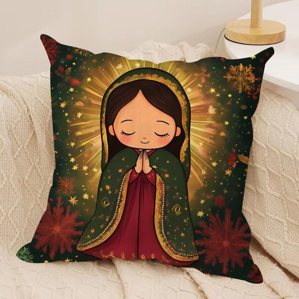 Our Lady of Guadalupe Cushion Cover Soft Plush Fabric DoubleSided Printed Cushion Covers for All Seasons Modern Home Decor