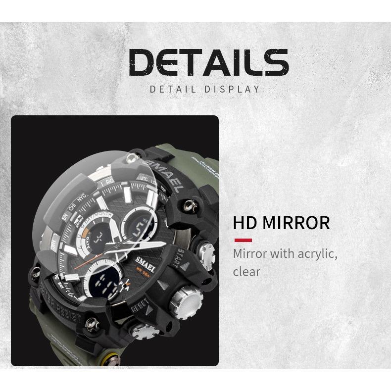 SMAEL Watch Мужские спортивные повседневные водонепроницаемые многофункциональные электронные часы