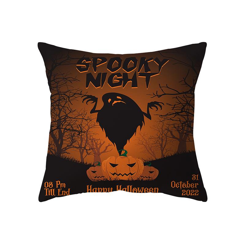 Horror Pumpkin Bat Halloween Theme Print Pattern Cushion Cover Home Living Room Sofa Decoration Polyester Pillow Pillow Cover