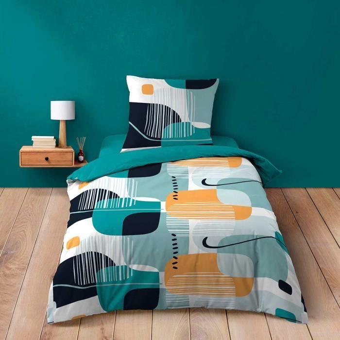 Parure Housse de couette - Sprinte - 140 x 200 cm - 100% Coton - Certification Oeko-Tex® - 1 Taie 63 x 63 cm