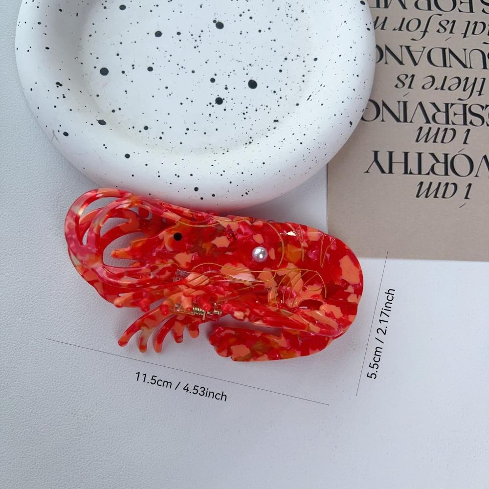 Ацетатный краб для волос с креветкой, дизайн «груша» со стразами, крабы-лобстеры для волос, зажим для захвата волос, для девочек