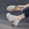 Johnature Genuine Leather Thick Soles Outdoor Slippers Vintage Hollow Out Breathable Women's Platform Shoes