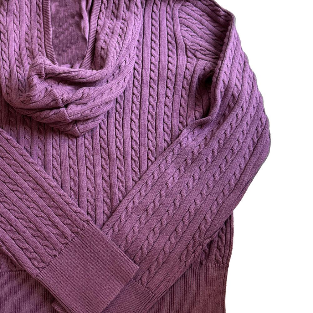 Polo Ralph Lauren Sweater FW24 Cable Knit Zipper Hoodie Long Sleeve Knit Kids Sweater Purple 313916533-006