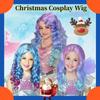 Рождественский косплей 2025 года, длинный волнистый кудрявый парик для детей