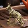 Винтажные Медные Миниатюрные Фигурки Счастливой Собаки Настольные Маленькие Украшения Китайский Классический Латунный Волк Чайные Питомцы Домашние Украшения