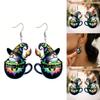 Halloween Themed Tea Cup Wizard Pattern Women Acrylic Earrings For Holiday Party Decor