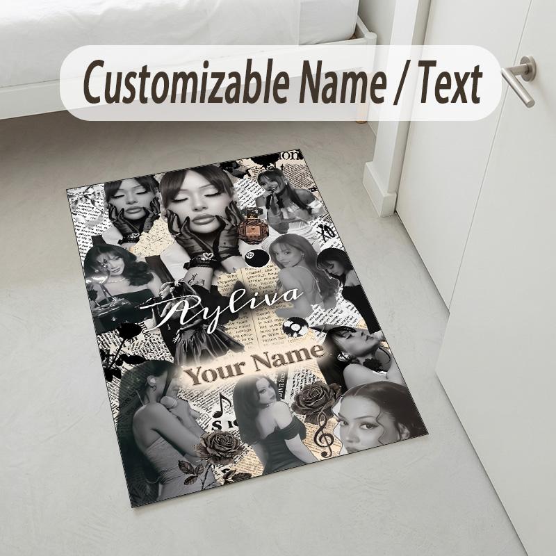 Personalized Crystal Velvet Carpet,Ayliva Custom Printed Name, Plush Area Rug For Home Indoor Decor