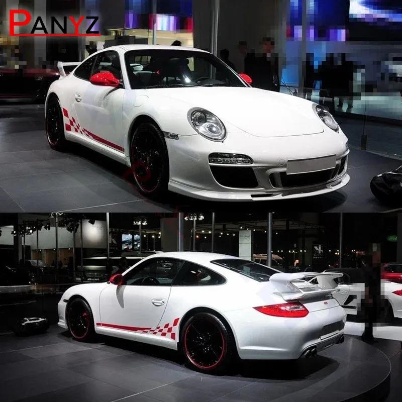 Боковые полосы на дверь автомобиля Для-Porsche 911 997 Внешние аксессуары Наклейка с графикой в виде гоночного флага Декор кузова автомобиля Виниловые наклейки