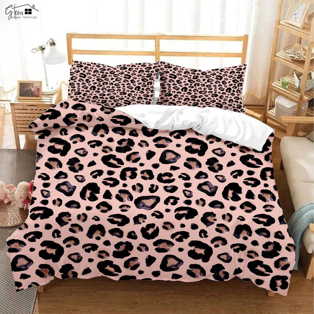 Розовый леопардовый черный зебровый принт пододеяльник мягкий и удобный пододеяльник наволочка комплект постельного белья машинная стирка 3 предмета