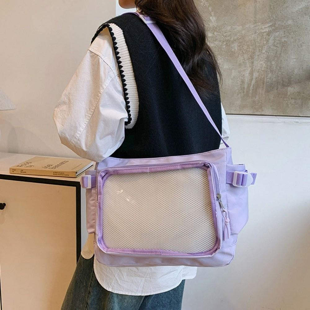 Clear Badge Display Shoulder Bag PVC Crossbody Bag Casual Transparent Pocket Itabag JK