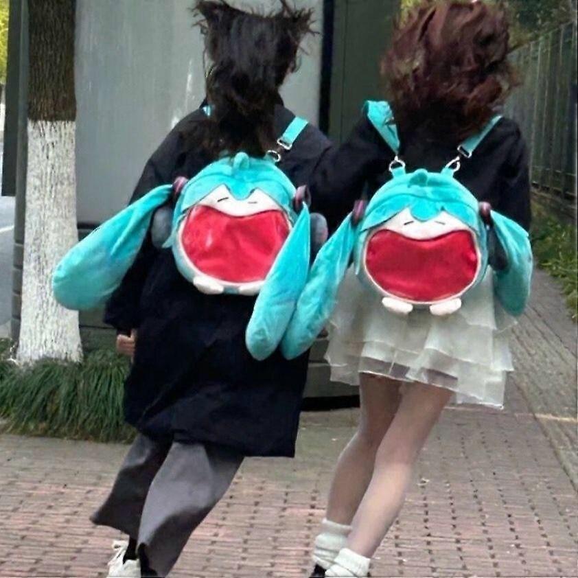 Itabagu Pupu Adorable Plush Backpack Cartoon Character with Big Mouth Smile Anime-Style Transparent Display School Bag