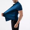 Men Navy High Stretch Seamless Dress Shirt Long Sleeve Slim Fit Formal Button Up Top