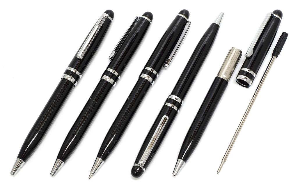 Тонкий пенал из воловьей кожи, красно-коричневый, набор, вращающаяся шариковая ручка, черный цвет ASCR-SA2002BP-B