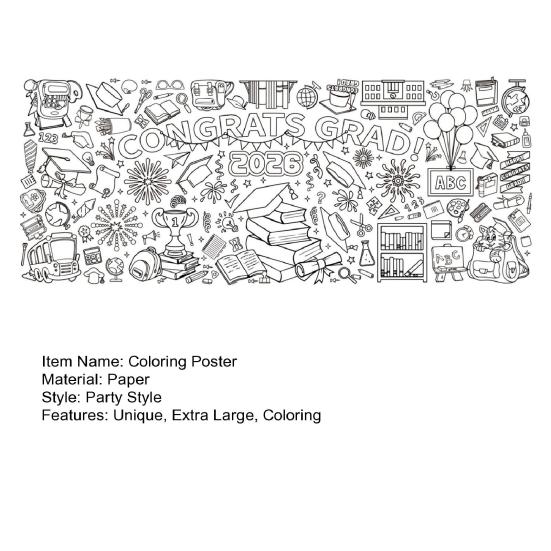 Гигантский раскрашивающий плакат на выпускной 72 x 30 дюймов, большая скатерть-раскраска «Поздравляем с выпускным» для детей, активности на выпускной в детском саду, принадлежности для вечеринки
